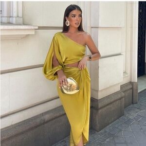 Zara Satin Effect Asymmetric Dress Size XS